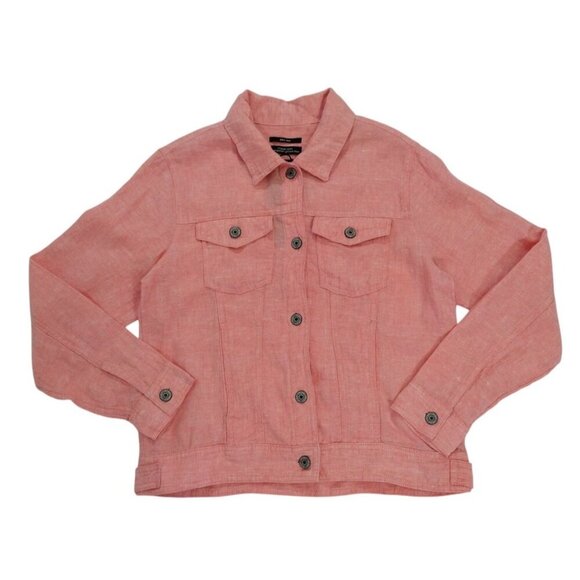 Jones New York Pink Linen Jacket Pockets Made Of European Grown Flax Womens S. - Picture 6 of 8